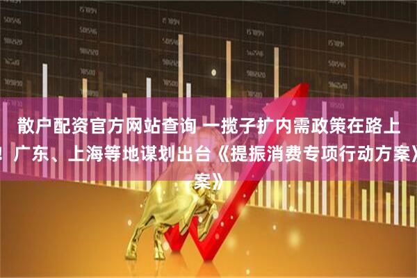散戶配資官方網(wǎng)站查詢 一攬子擴內需政策在路上！廣東、上海等地謀劃出臺《提振消費專項行動方案》